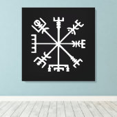 Vegvísir (Viking Compass) Canvas Afdruk (Insitu (Houten vloer))