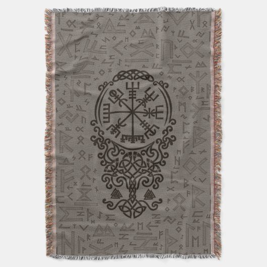 Vegvisir - Viking Compass op Futhark-patroon Deken (Voorkant Verticaal)
