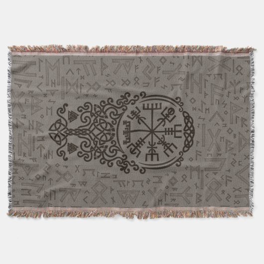 Vegvisir - Viking Compass op Futhark-patroon Deken (Voorkant)