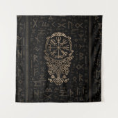 Vegvisir - Viking Compass op Futhark-patroon Wandkleed (Voorkant)
