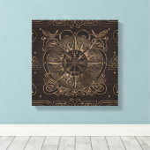 Vegvisir - Viking Compass Ornament Canvas Afdruk (Insitu (Houten vloer))