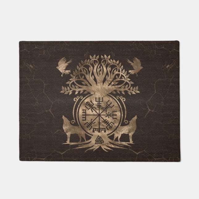 Vegvisir - Viking Compass Ornament Deurmat (Voorkant)