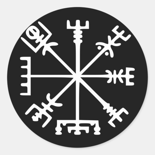 Vegvísir (Viking Compass) Ronde Sticker (Voorkant)