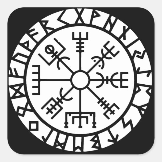 Vegvisir (Viking Compass) Round Sticker (Voorkant)