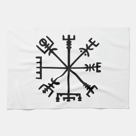 Vegvísir (Viking Compass) Theedoek (Horizontaal)