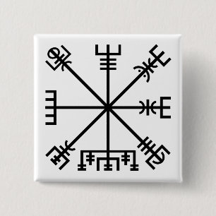 Vegvisir Viking Symbool Vierkante Button 5,1 Cm
