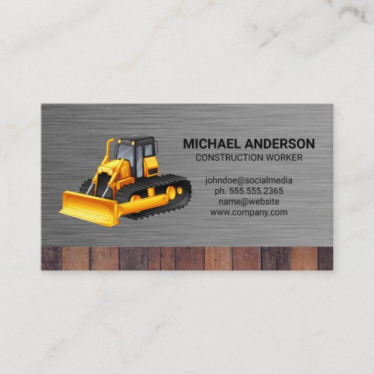 Véhicule de construction | Carte de visite en bois (Devant)