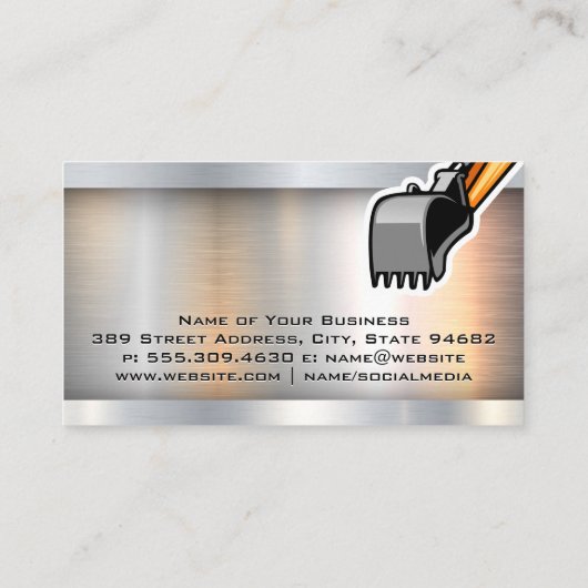 Véhicule de construction | Carte de visite métalli (Dos)