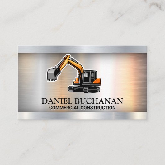 Véhicule de construction | Carte de visite métalli (Devant)