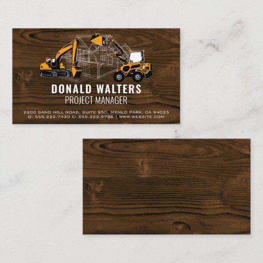 Véhicules de construction | Carte de visite Bluepr (Devant / Derrière)