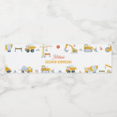 Véhicules de construction Étiquette de bouteille d (Étiquettes simples)