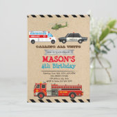 Véhicules d'urgence Invitation d'anniversaire (Debout devant)