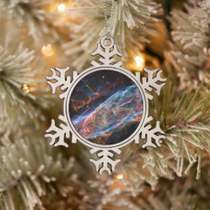 Veil Nebula Supernova Remnants Hubble Telescope Tin Sneeuwvlok Ornament