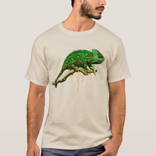 Veiled Chameleon Waterverf Reptile T-shirt (Voorkant)