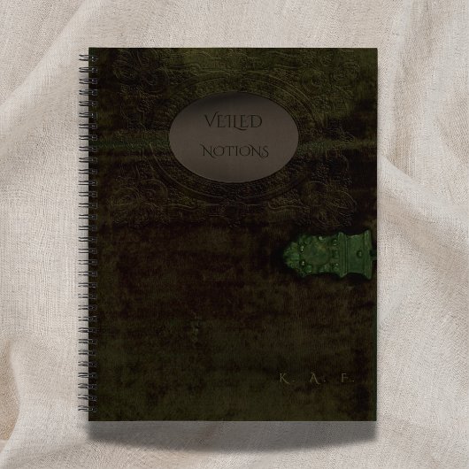 Veiled Notions: Dark Academia Moss Velvet Journal