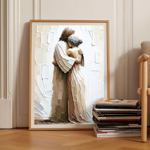 Veilig in Zijn Armen _ Jezus omarmt vrouw _ Christ Poster