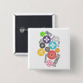 Veilig met me Cogs Square Button (Voorkant /achterkant)