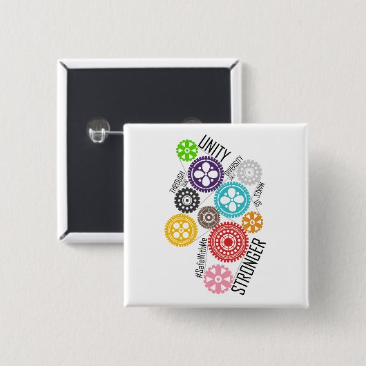 Veilig met me Cogs Square Button (Voorkant /achterkant)