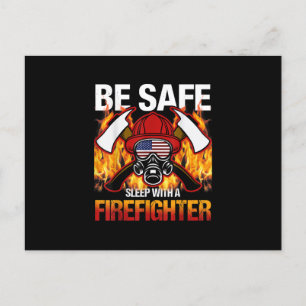 Veilig slapen met een brandweerman feestdagenkaart