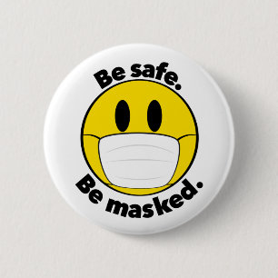 Veilig zijn, geïllustreerd gemaskeerd ronde button 5,7 cm