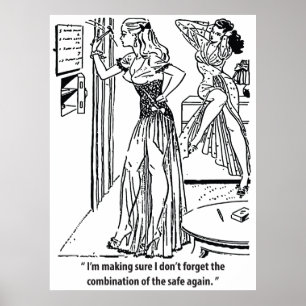 Veilige Combinatie, Humor, Mooie Vrouw, Antiek Poster
