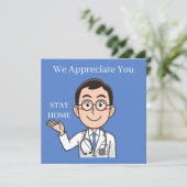 Veilige dokter bedankkaart (Staand voorkant)