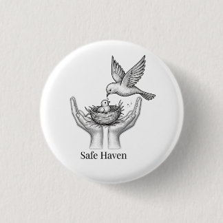 Veilige Haven - Vogel in Mensenhanden Natuur Kunst Ronde Button 3,2 Cm