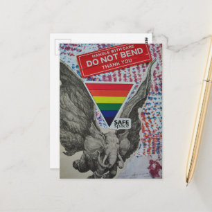 Veilige ruimte vliegende olifant fantasie collage briefkaart