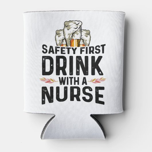 Veiligheid Eerste Drink Bierdrinker Verpleegster N Blikjeskoeler (Voorkant)