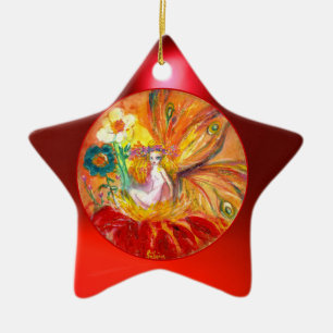 VEILIGHEID VAN DE STROMEN LEVEND Red Ruby Star Keramisch Ornament