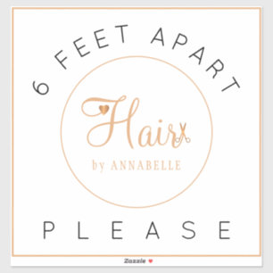 Veiligheids afstandsbord kapsalonnaam elegante vlo sticker