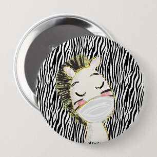 Veiligheids Zebra Dier Kind Coronavirus Ronde Button 4,0 Cm