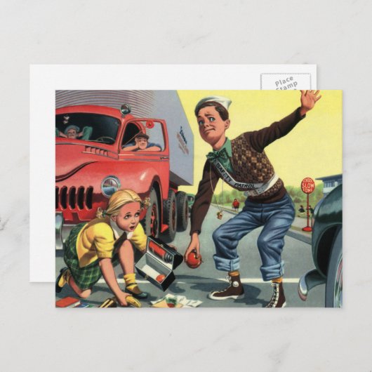 Veiligheidspatrouille Overstekende Garde Helpende Briefkaart (Voorkant / Achterkant)