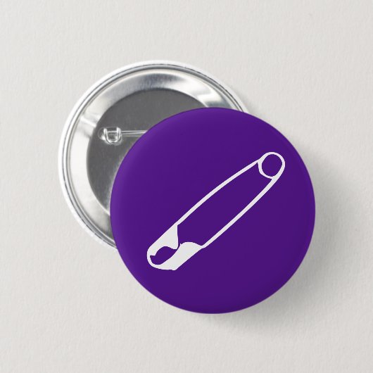 Veiligheidsspelden Button - Wit op Paarse (Voorkant /achterkant)