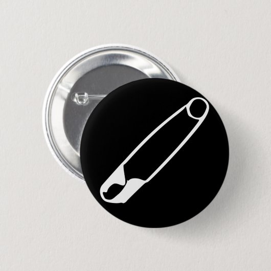Veiligheidsspelden Button – wit-op-zwart (Voorkant /achterkant)