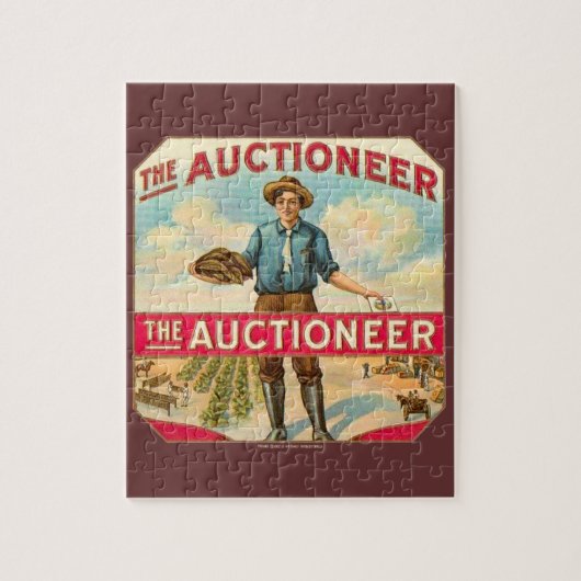 Veilingmeester  Sigarenlabel Veiling Legpuzzel (Verticaal)