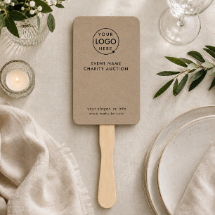 Veilingpaddle Hulpactie Rustic Kraft Logo Handwaaier