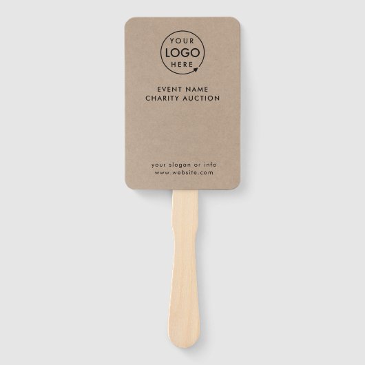 veilingpeddel | Charity Event Rustic Kraft Logo Handwaaier (Voorkant)