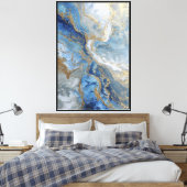 Veines d'Or Bleu – Art mural abstrait fluide (Insitu(Chambre))