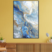 Veines d'Or Bleu – Art mural abstrait fluide (Insitu(Salon))