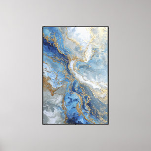 Veines d'Or Bleu – Art mural abstrait fluide