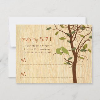 Veinure de bois avec oiseaux amoureux RSVP