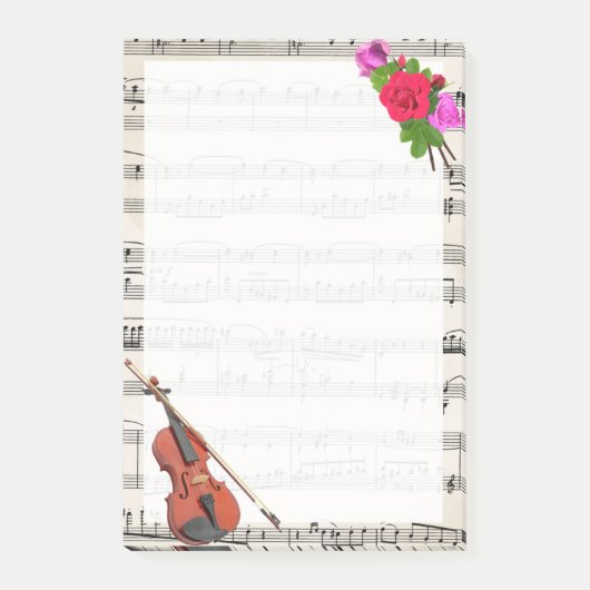  vel muziek met Violin en Rozen Post-it® Notes (Voorkant)
