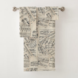 vel muziekpapier Collage Bad Handdoek