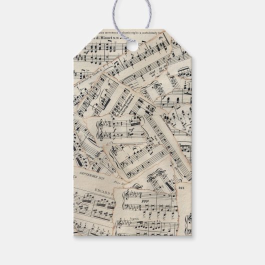  vel muziekpapier Collage Cadeaulabel (Voorkant)