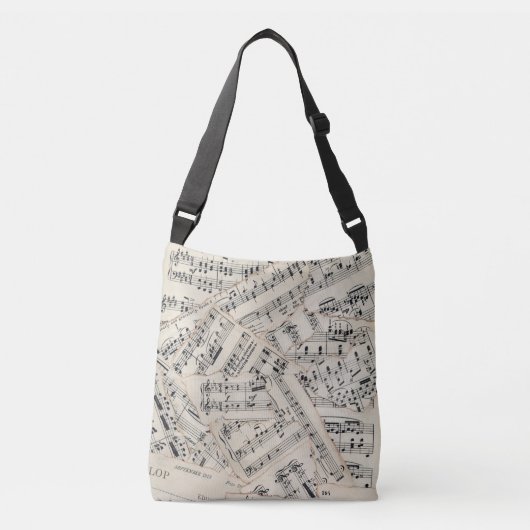 vel muziekpapier Collage Crossbody Tas (Voorkant)