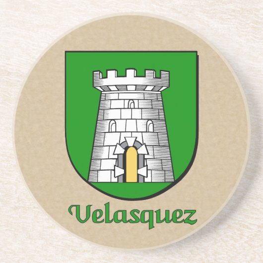 Velasquez Heraldic Shield Zandsteen Onderzetter (Voorkant)