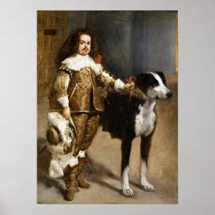 Velázquez - Een dwaas met een hond 1650 Poster