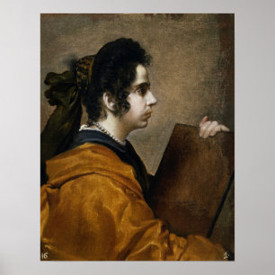 Velázquez - Kunstenaarsweduwe in vermomming als Si Poster