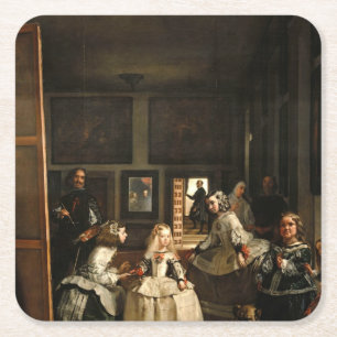 VELAZQUEZ - Las Meninas 1656 Vierkante Kartonnen Onderzetter